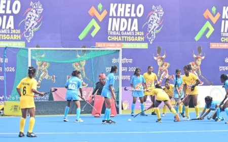 खेलो इंडिया ट्राइबल गेम्स 2026:  महिला हॉकी में एकतरफा मुकाबले