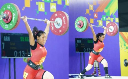 खेलो इंडिया ट्राइबल गेम्स 2026:  58 किग्रा महिला वेटलिफ्टिंग में अरुणाचल की अनाई वांग्सू ने जीता स्वर्ण