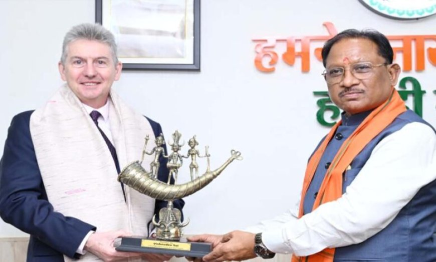 मुख्यमंत्री विष्णु देव साय से आस्ट्रेलिया के महावाणिज्य दूत बर्नार्ड लिंच ने की सौजन्य मुलाकात