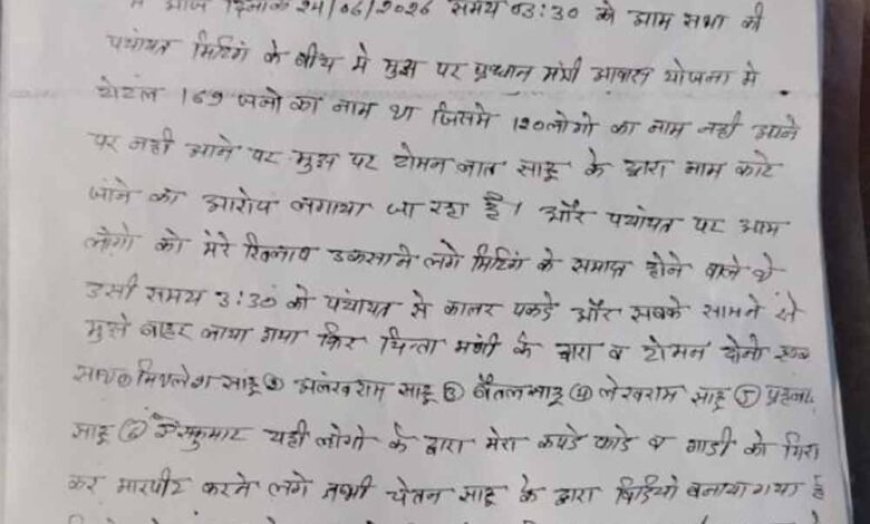 चायत की आमसभा में बवाल, उपसरपंच से मारपीट; सरपंच पुत्र समेत कई लोगों पर आरोप