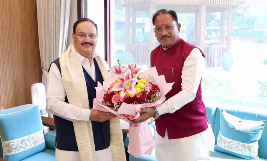 केंद्रीय स्वास्थ्य मंत्री जेपी नड्डा से मिले मुख्यमंत्री विष्णुदेव साय, स्वास्थ्य सेवाओं और किसानों के लिए खाद-बीज उपलब्धता पर हुई विस्तृत चर्चा