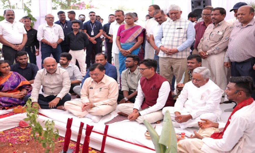 वाणिज्य एवं उद्योग मंत्री लखन लाल देवांगन तथा आवास एवं पर्यावरण मंत्री ओ.पी. चौधरी ने गारमेंट मैन्युफैक्चरिंग यूनिट का किया भूमिपूजन