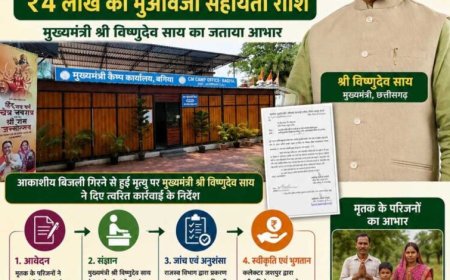 मुख्यमंत्री कैंप कार्यालय बगिया की त्वरित पहल से आकाशीय बिजली से मृत व्यक्ति के परिजनों को मिली 4 लाख रुपये की आर्थिक सहायता